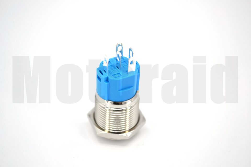 16mm Kalıcı Metal Anahtar Mavi Işıklı 1NO/1NC 12V 24V 1-0