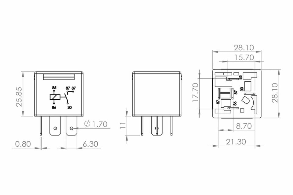 12V 30A Mini Röle 5 Fişli (Çift 87) Bosch 0986AH0251