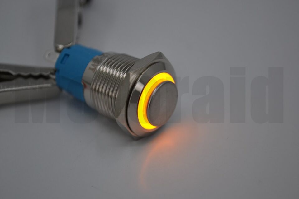 16mm Kalıcı Metal Anahtar Turuncu Işıklı 1NO/1NC 12V 24V 1-0