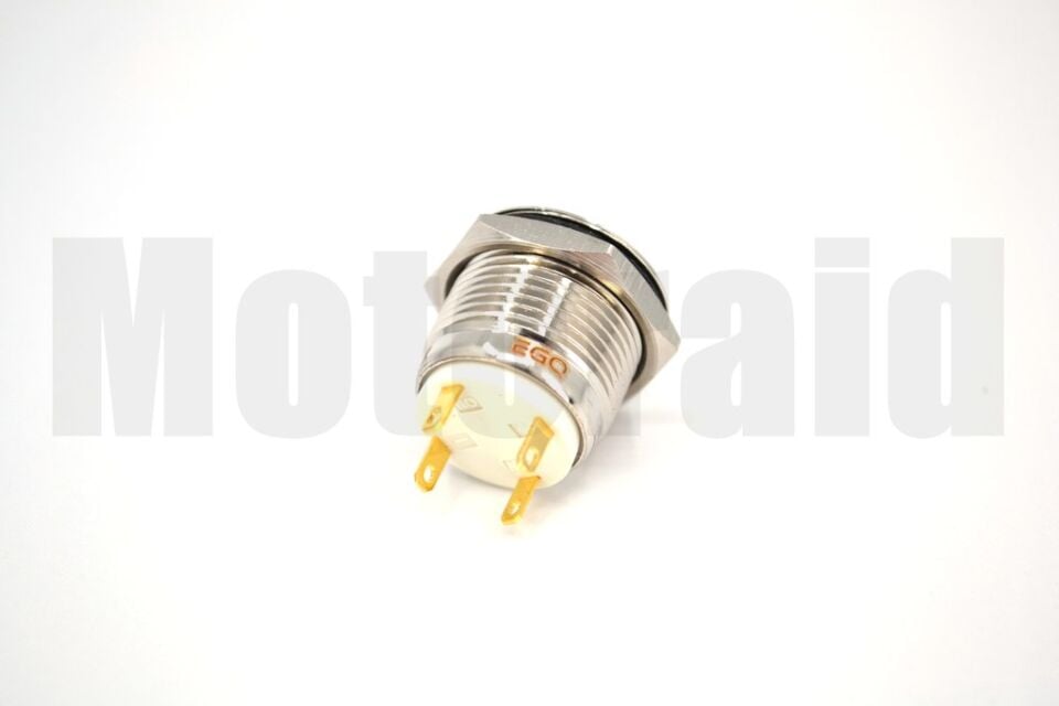 16mm Yaylı Buton Metal Anahtar Kırmızı Işıklı 1NO 4 Fişli 12V 24V 1-0