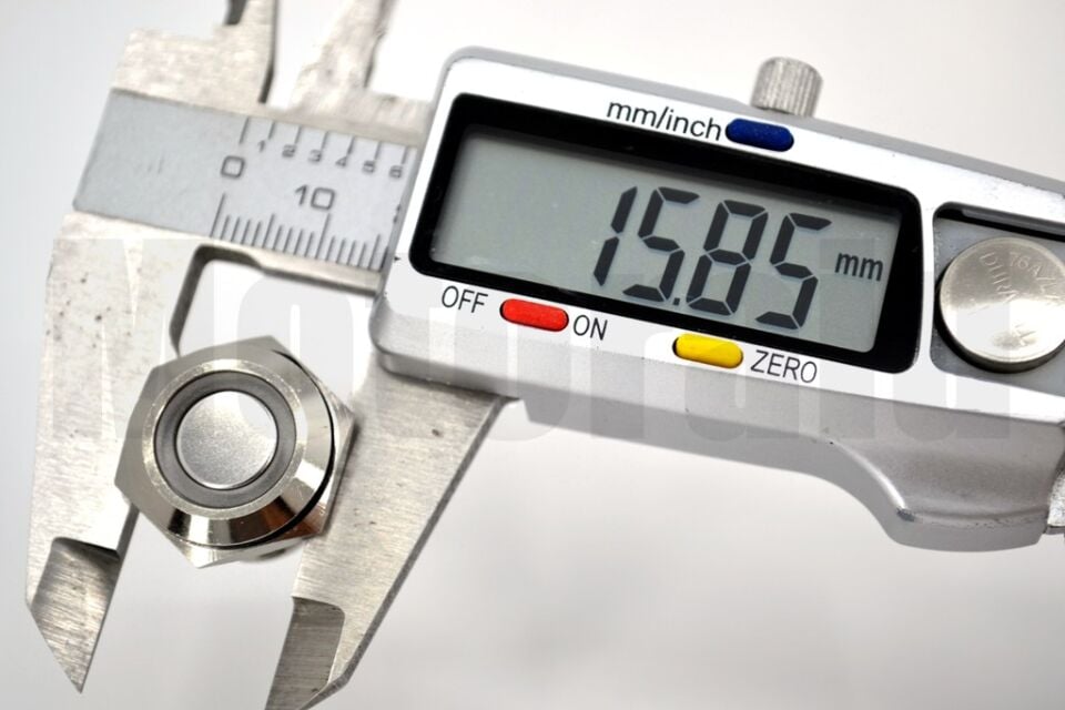 16mm Yaylı Buton Metal Anahtar Mavi Işıklı 1NO 4 Fişli 12V 24V 1-0