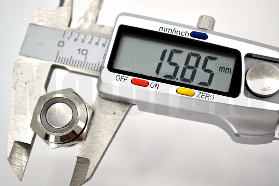 16mm Yaylı Buton Metal Anahtar Mavi Işıklı 1NO 4 Fişli 12V 24V 1-0
