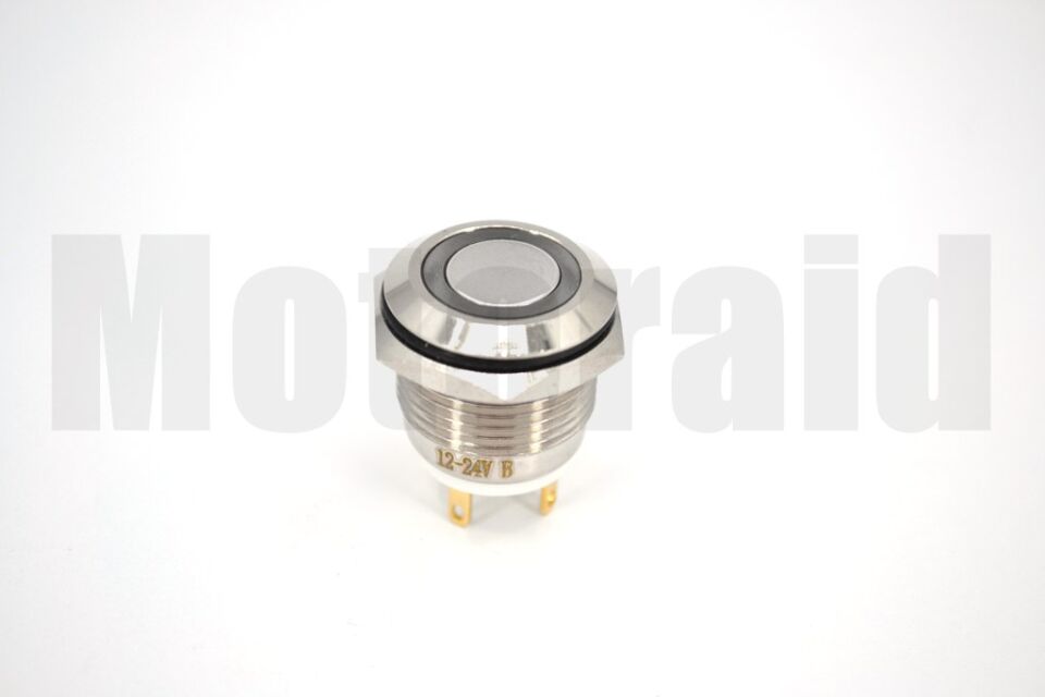 16mm Yaylı Buton Metal Anahtar Mavi Işıklı 1NO 4 Fişli 12V 24V 1-0