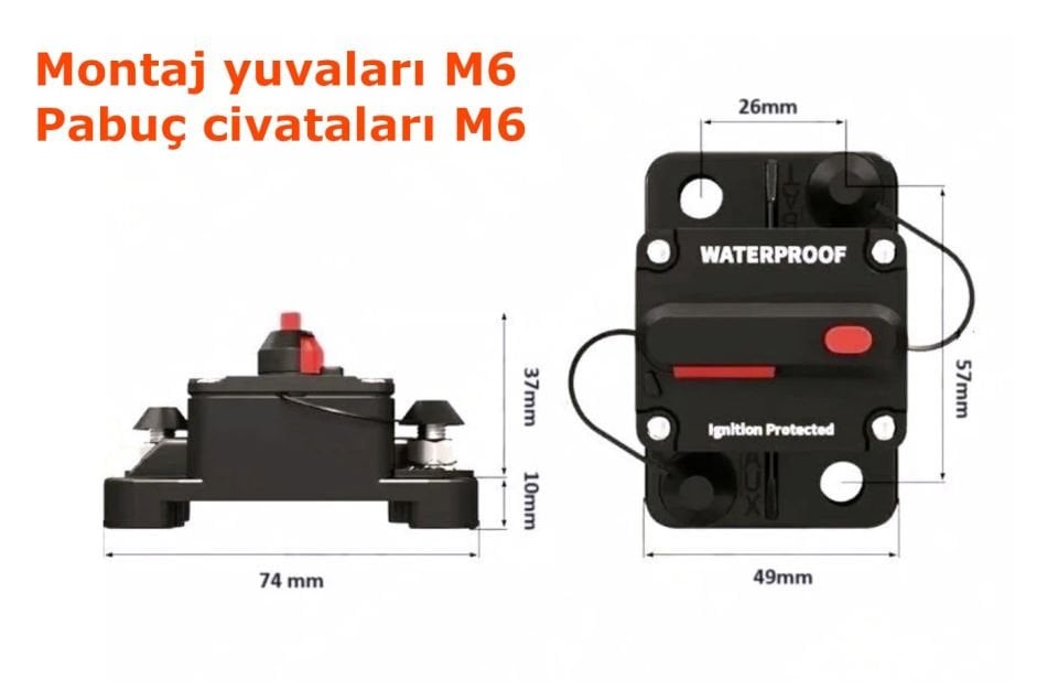 Akü Irgat Sigortası Otomatik Devre Kesici Şalter Anahtar 50A MT-CB5 50AR