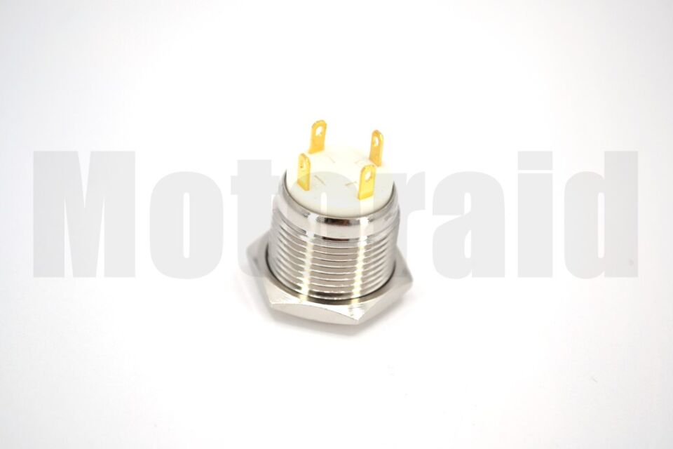 16mm Yaylı Buton Metal Anahtar Turuncu Işıklı 1NO 4 Fişli 12V 24V 1-0