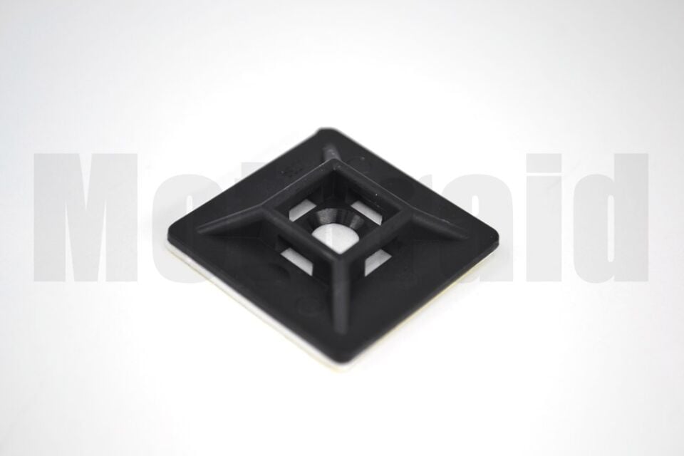 100 Adet Siyah 20x20 Yapışkanlı Kroşe Ortadan Delikli (Kablo Bağı Genişliği 3,6mm'e Kadar)