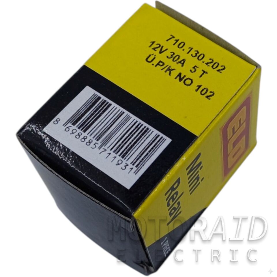 12V 30A Mini Röle 5 Fişli (Çift 87) Elo 710130202