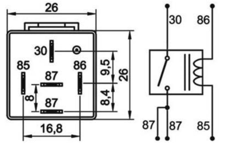 12V 30A Mini Röle 5 Fişli (Çift 87) Elo 710130202
