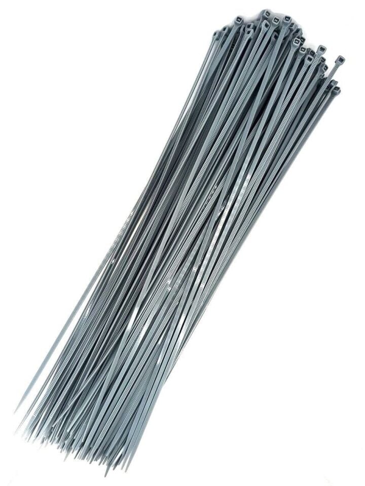 Gri Kablo Bağı 38Cm 100 Adet Jant Kapağı Cırt Kelepçe 4,8x380