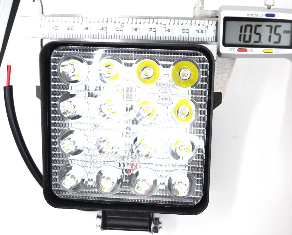 Beyaz Işık Çalışma Lambası 16 Led 12V - 24V 48W Kare Siyah Boyalı Aluminyum İnce Tip