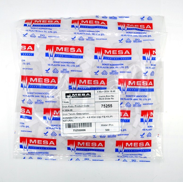 500 Adet 4,8 Dişi Fiş İçin İzolasyon Kılıfı