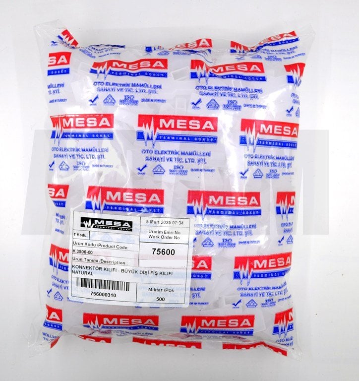 500 Adet 9,5 Dişi Fiş İçin İzolasyon Kılıfı