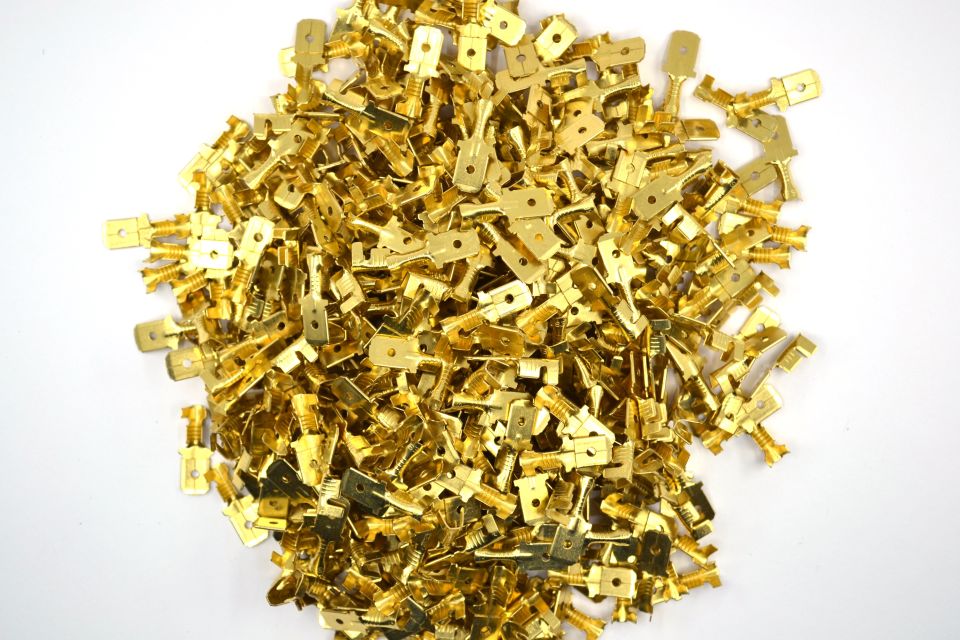 500 Adet 6,3 Kısa Erkek Sarı Fiş Prinç Terminal Tırnaklı Kablo Ucu