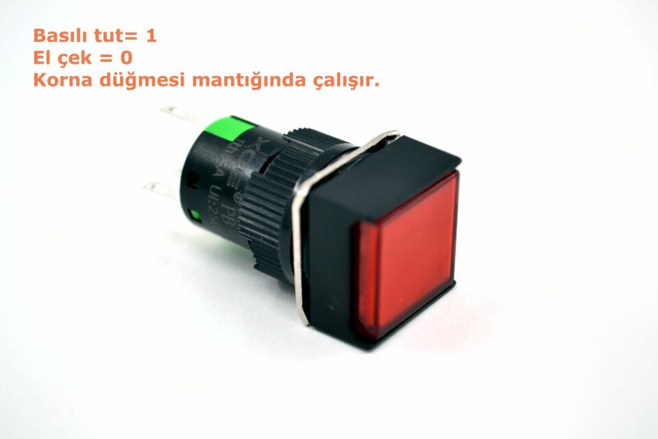 16mm Yaylı Buton Anahtar 12V 24V DC 20A Kırmızı Işıklı Kare 5 Pin 1NO/1NC MT-ANY15