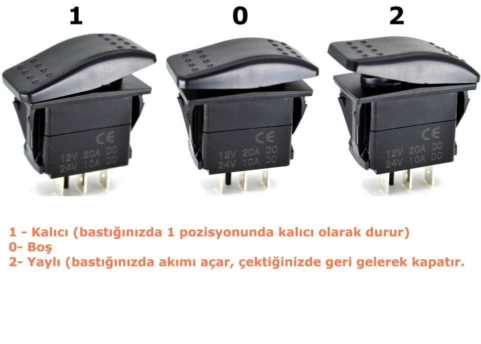 Marine Karavan Anahtar 12V 24V Carling Tip Kalıcı-0-Yaylı MT-ANKY01