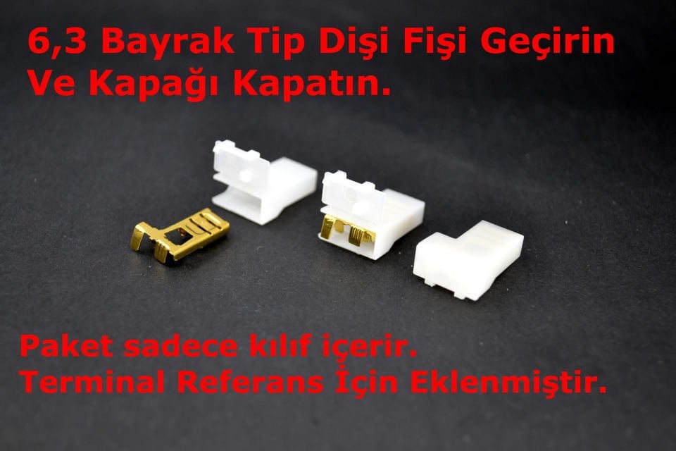 100 Adet Kılıf 6,3 Bayrak Dişi Fiş Kablo Ucu Kılıfı Eğri L Yan Far Fişi