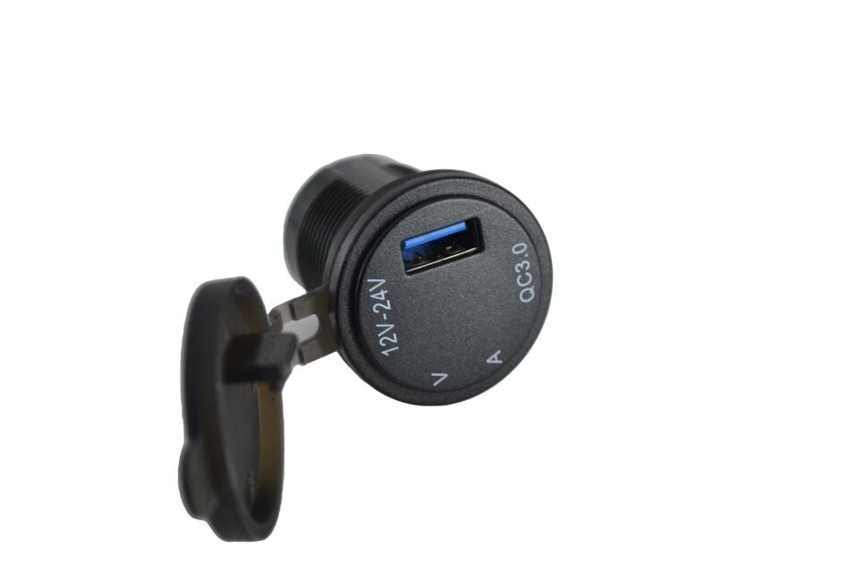 12V 24V DC USB QC3.0 Hızlı Şarj Port Voltmetreli Ampermetreli Yuvarlak MT-UP03