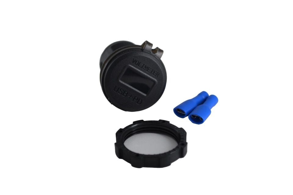 12V 24V DC USB QC3.0 Type-C PD Hızlı Şarj Port Voltmetreli Anahtarlı Yuvarlak Hızlı Şarj