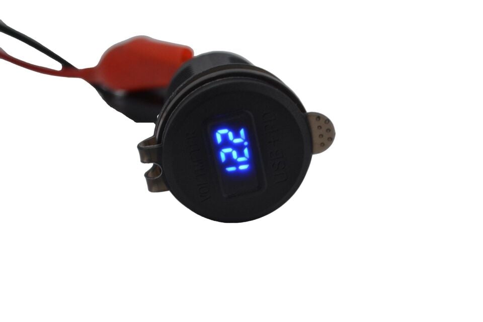 12V 24V DC USB QC3.0 Type-C PD Hızlı Şarj Port Voltmetreli Anahtarlı Yuvarlak Hızlı Şarj