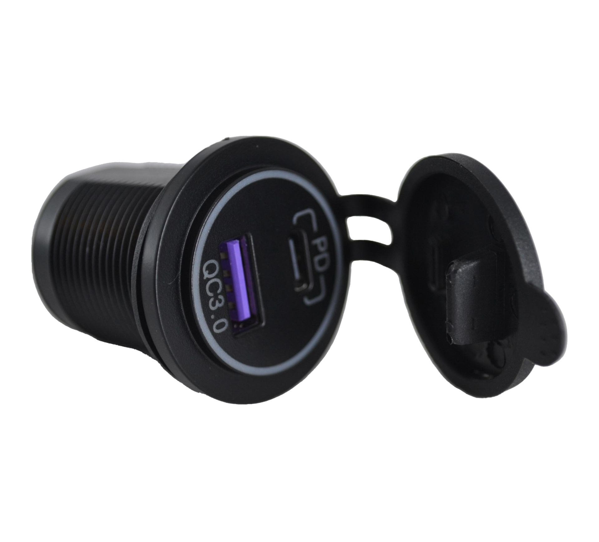 12V 24V DC USB QC3.0 Type-C PD Hızlı Şarj Port Yuvarlak Hızlı Şarj MT-UP08