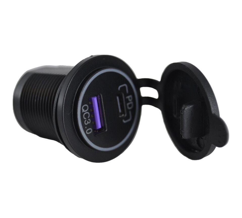 12V 24V DC USB QC3.0 Type-C PD Hızlı Şarj Port Yuvarlak Hızlı Şarj MT-UP08