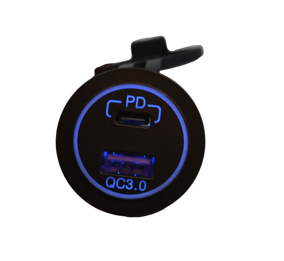 12V 24V DC USB QC3.0 Type-C PD Hızlı Şarj Port Yuvarlak Hızlı Şarj MT-UP08