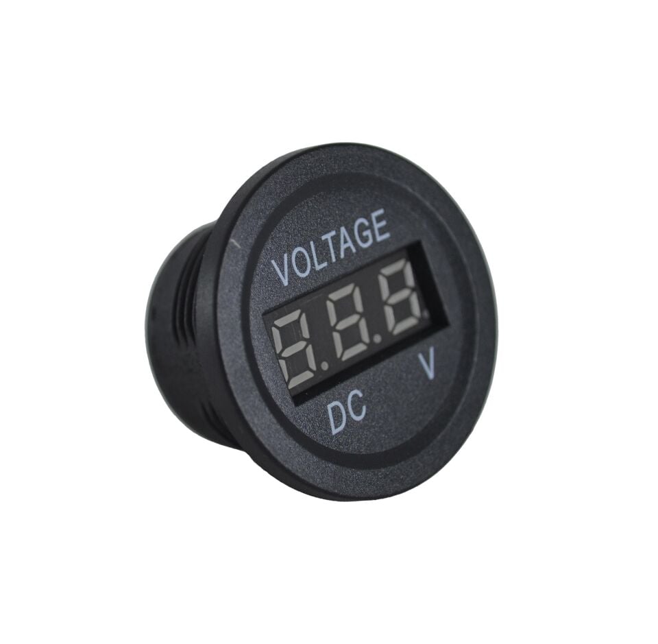 12V 24V DC Voltmetre Yuvarlak Düz Mavi Rakam MT-GP01