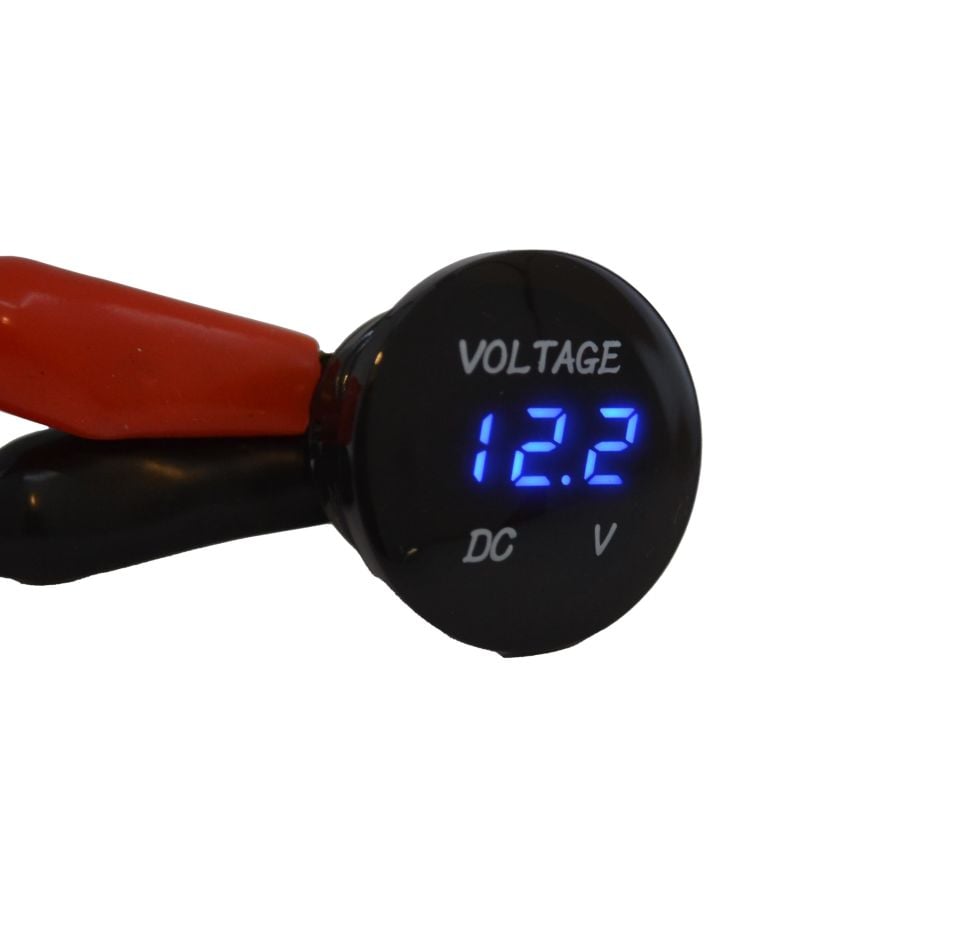 12V 24V DC Voltmetre Yuvarlak Bombeli Mavi Rakam MT-GP02