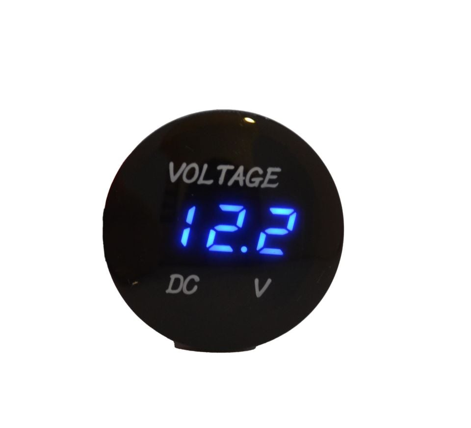12V 24V DC Voltmetre Yuvarlak Bombeli Mavi Rakam MT-GP02