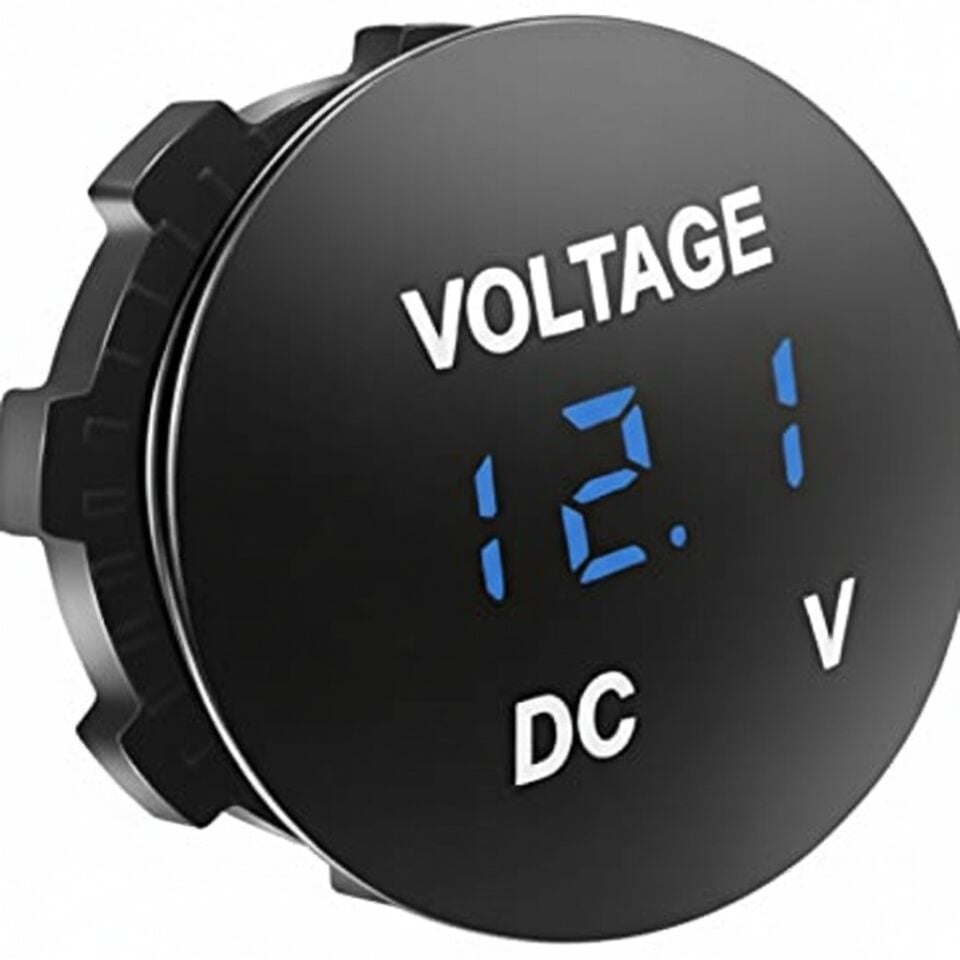 12V 24V DC Voltmetre Yuvarlak Bombeli Mavi Rakam MT-GP02