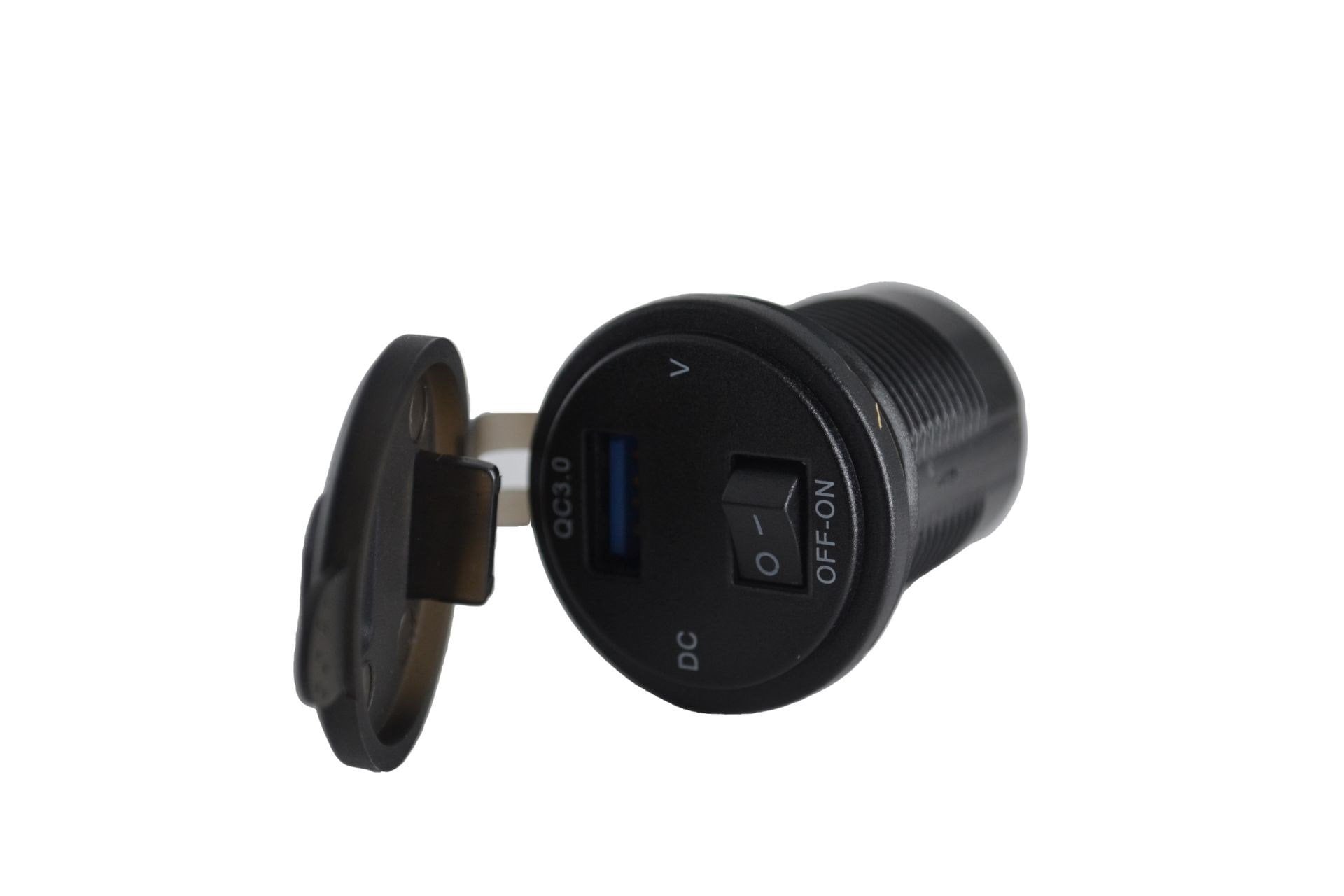 12V 24V DC USB QC3.0 Hızlı Şarj Port Voltmetreli Anahtarlı Yuvarlak MT-UP02