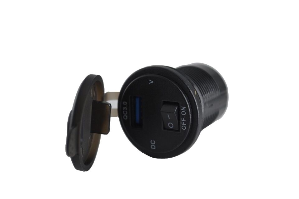 12V 24V DC USB QC3.0 Hızlı Şarj Port Voltmetreli Anahtarlı Yuvarlak MT-UP02