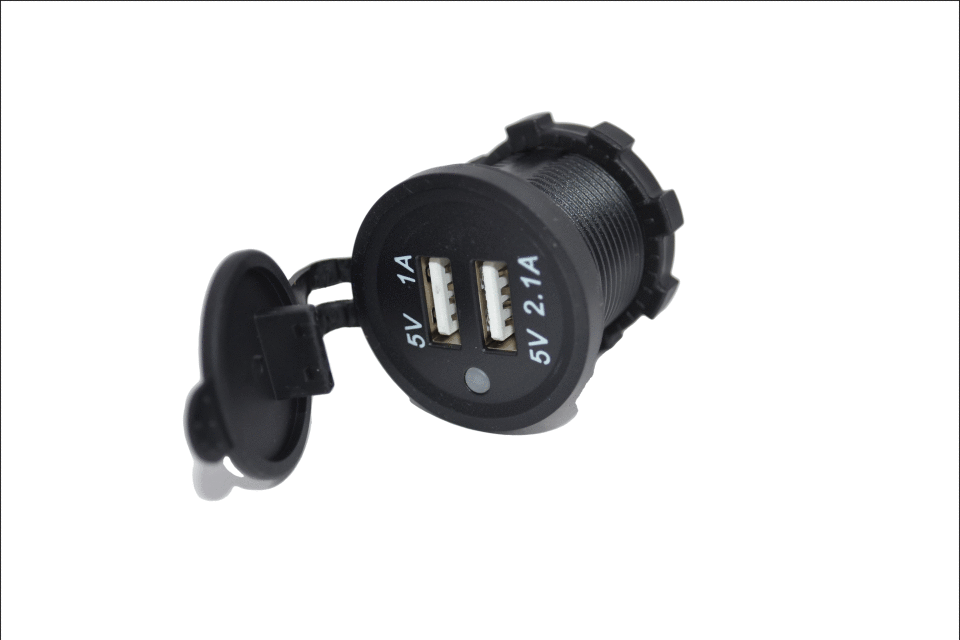 12V 24V DC USB 2.1A Şarj Port Yuvarlak Mavi Işıklı MT-UP01