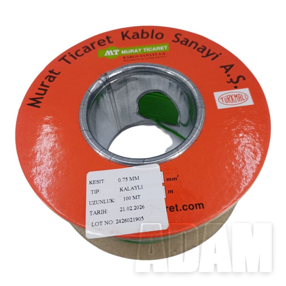 100 Metre 0,75mm² Yeşil Bakır Kablo Kalaylı Nyaf Tekne Oto Karavan Elektrik Tesisat Kablosu
