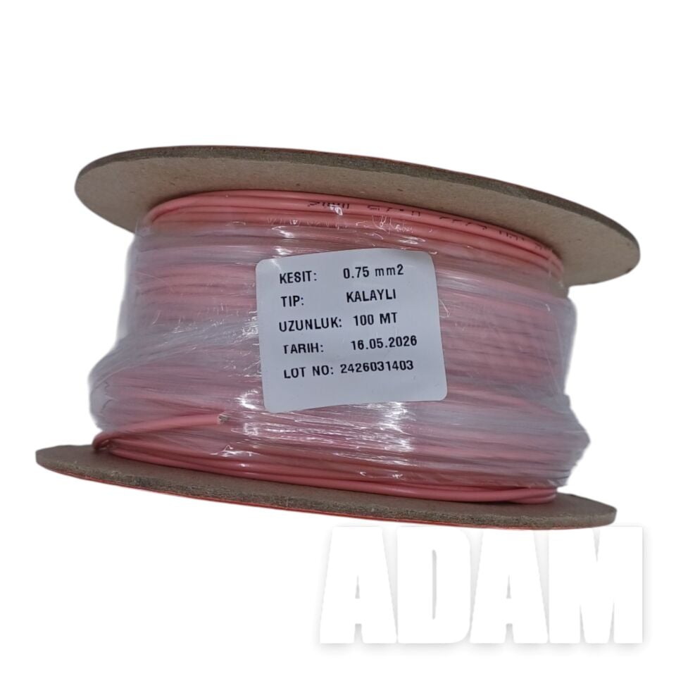 100 Metre 0,75mm² Pembe Bakır Kablo Kalaylı Nyaf Tekne Oto Karavan Elektrik Tesisat Kablosu