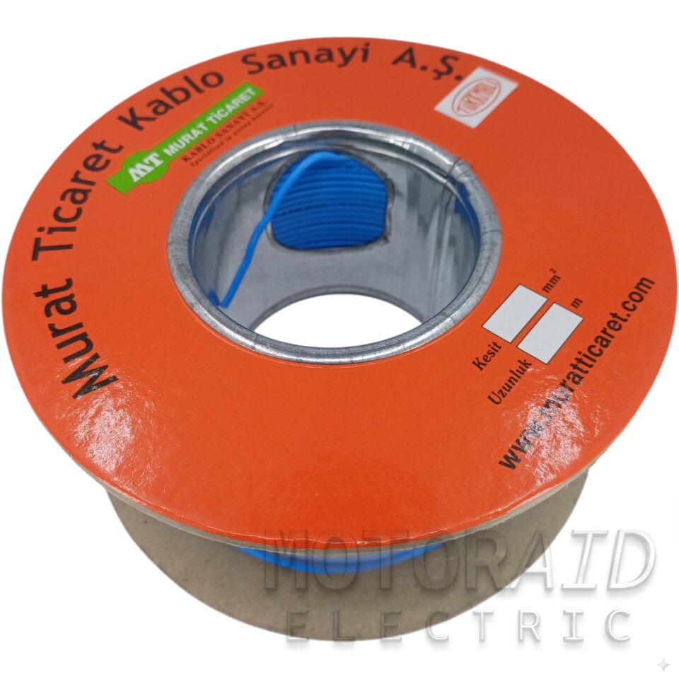 100 Metre 0,75mm² Mavi Bakır Kablo Kalaylı Nyaf Tekne Oto Karavan Elektrik Tesisat Kablosu