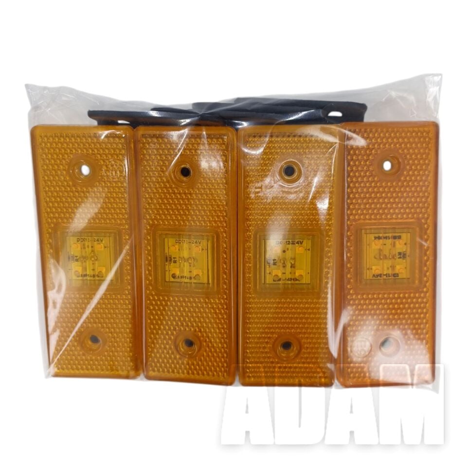 4 Adet 12V - 24V Turuncu Reflektör Dikdörtgen Ledli Side Marker Lamba