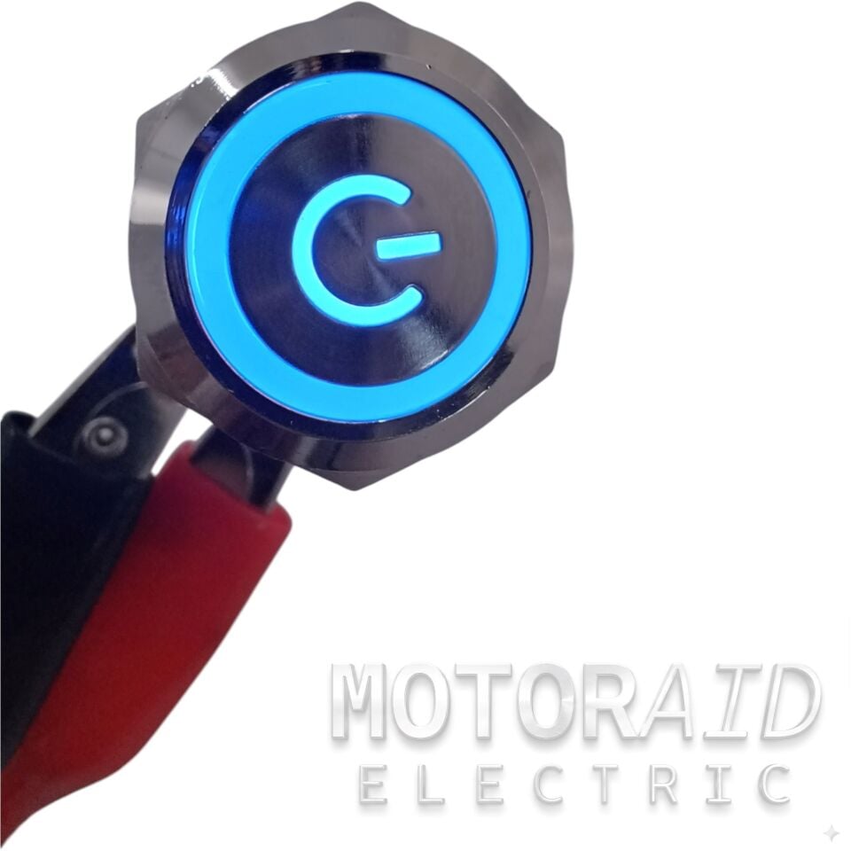 19mm POWER Logolu Kalıcı Metal Anahtar Mavi Işıklı 1NO/1NC 12V 24V 1-0 MT-ANK57
