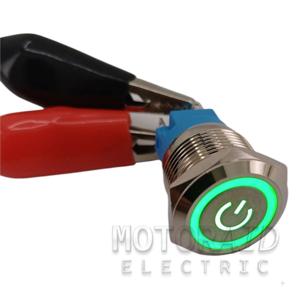 19mm POWER Logolu Kalıcı Metal Anahtar Yeşil Işıklı 1NO/1NC 12V 24V 1-0 MT-ANK58