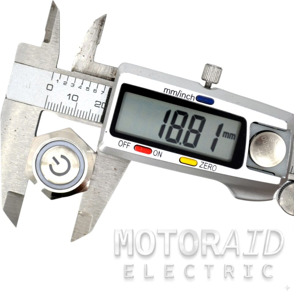 19mm POWER Logolu Kalıcı Metal Anahtar Beyaz Işıklı 1NO/1NC 12V 24V 1-0 MT-ANK59
