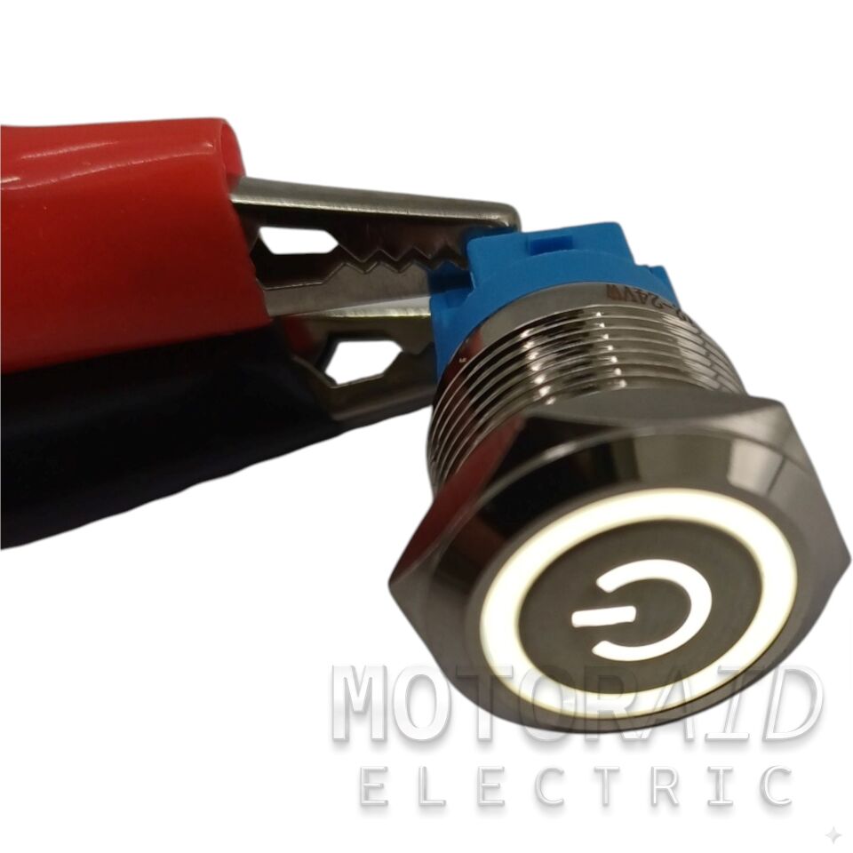 19mm POWER Logolu Kalıcı Metal Anahtar Beyaz Işıklı 1NO/1NC 12V 24V 1-0 MT-ANK59