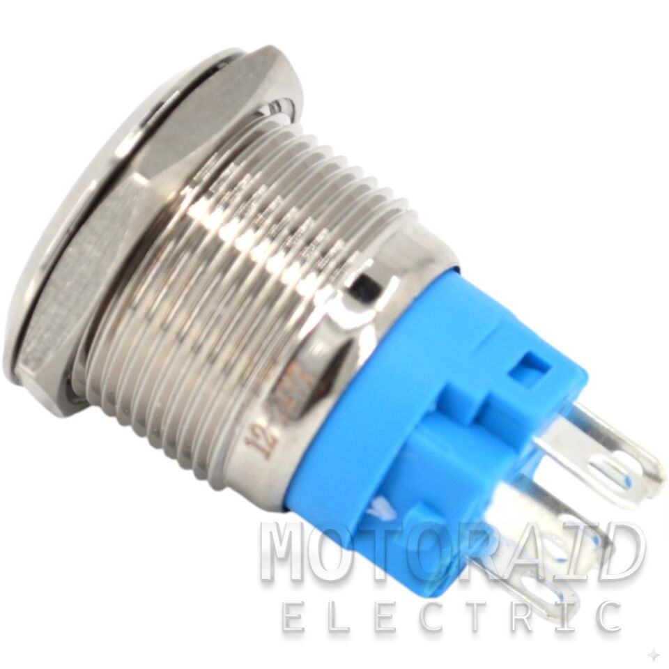 19mm POWER Logolu Kalıcı Metal Anahtar Beyaz Işıklı 1NO/1NC 12V 24V 1-0 MT-ANK59