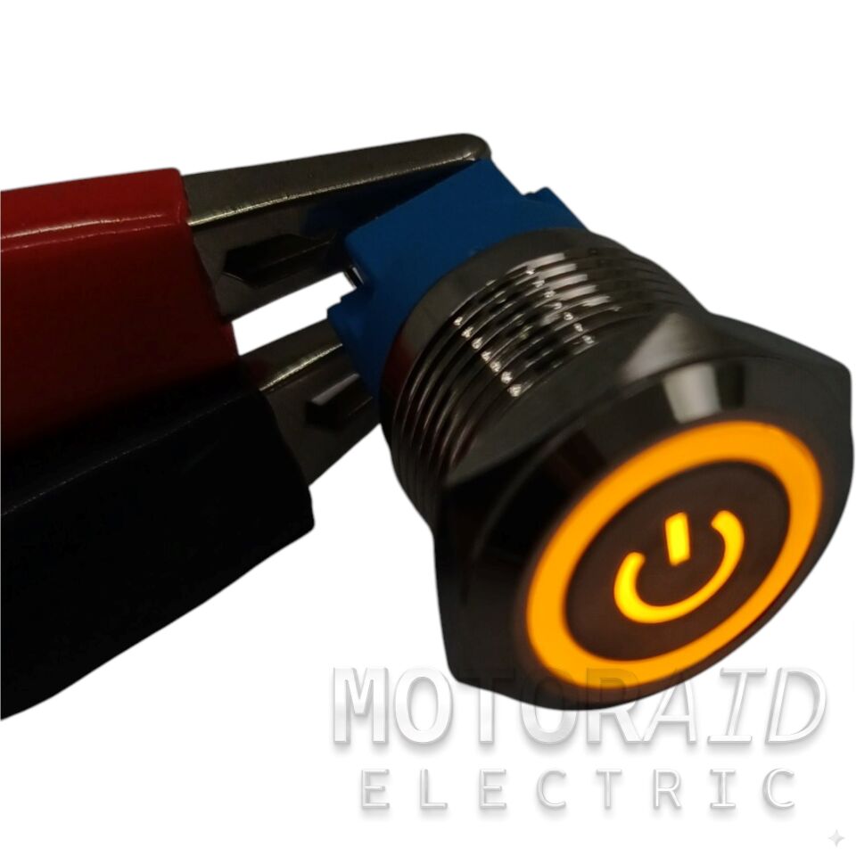 19mm POWER Logolu Kalıcı Metal Anahtar Turuncu Işıklı 1NO/1NC 12V 24V 1-0 MT-ANK60