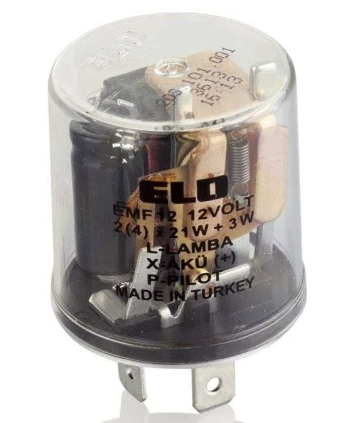 12V Üniversal Sinyal Flaşörü 3 Fişli Şeffaf ELO