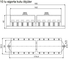 Standart Bıçak Sigorta Yuvası Kutusu 10 Sigortalık