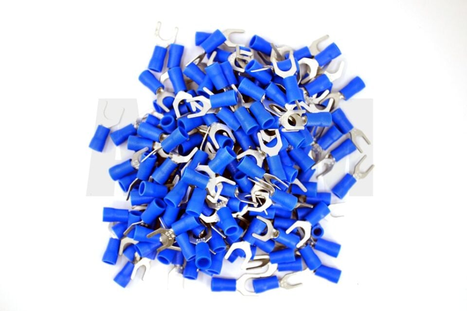 200 Adet 1,50-2,50 Bakır Kablo Pabucu Mavi M6 Çatal Sıkmalı Sulye MT-PC6002