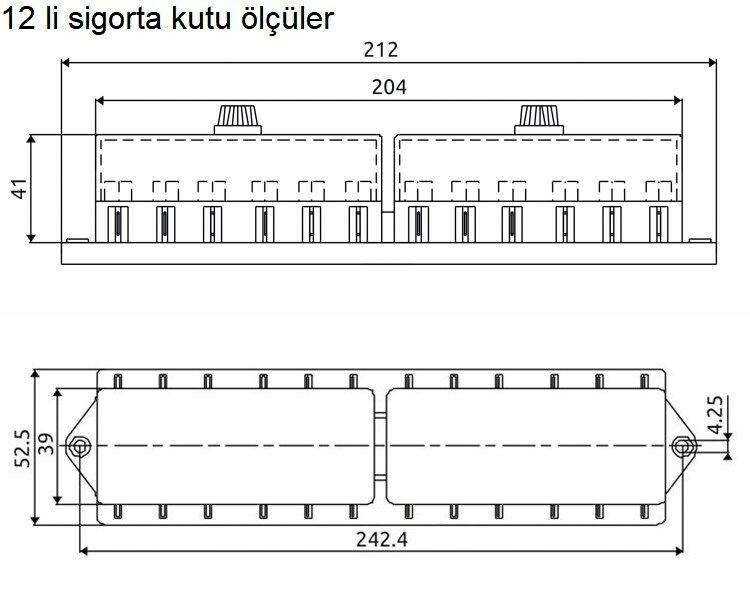 Standart Bıçak Sigorta Yuvası Kutusu 12 Sigortalık