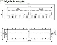 Standart Bıçak Sigorta Yuvası Kutusu 12 Sigortalık