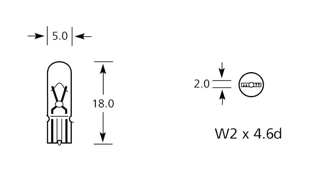 12V 2W Dipsiz T5 Ampul 10 Adet (Standart T5 Ampule Göre Daha Kalındır)
