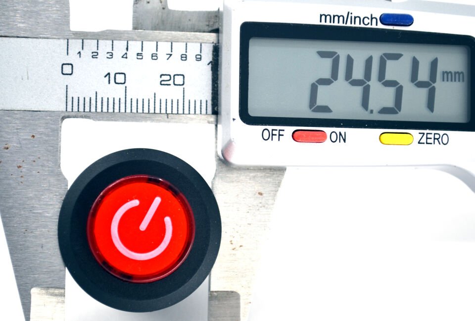 26mm Yaylı Plastik Buton Anahtar Kırmızı Power Logolu Işıksız MT-ANY18